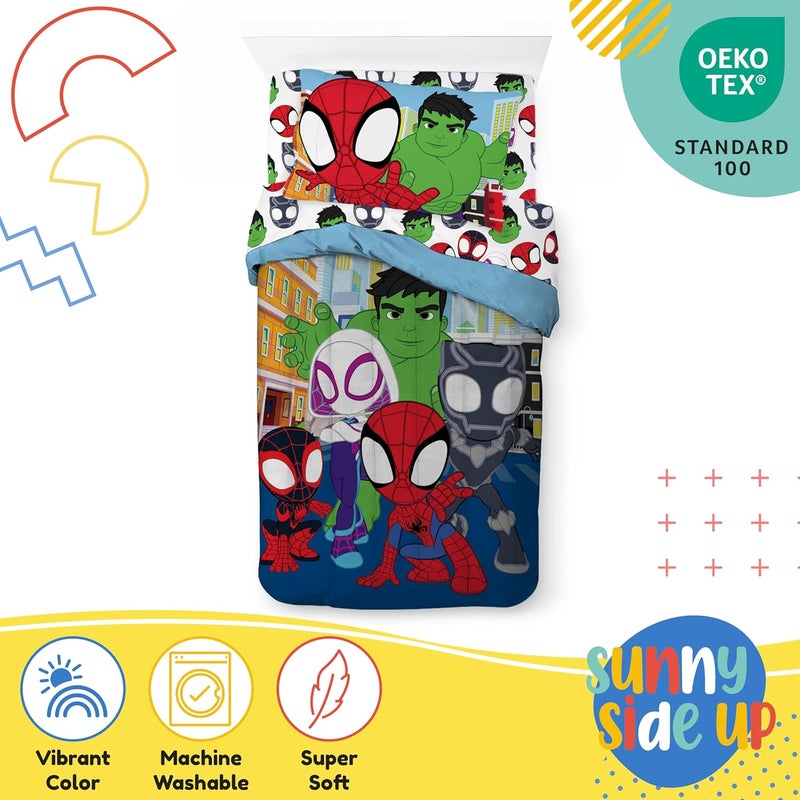 Sunny Side Up Marvel Spidey & His Amazing Friends Twin Comforter Set - 5 Piece Kids Bedding Includes Comforter, Sheets & Pillow Cover - Super Soft Superheroes Microfiber Bed Set - Image 4